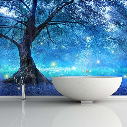azutura Blue Fairy Tree Wall Mural Wallpaper available in 8 Sizes Digital