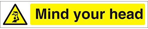 Seco Mind Your Head Panneau autocollant en vinyle 300 mm x 50 mm