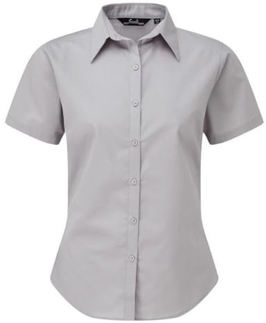 Premier Short Sleeve Poplin Blouse/Plain Work Shirt (22) (Silver)
