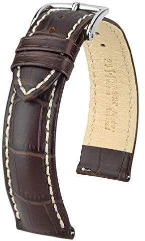 Hirsch Uhrenarmband für Herren, Leder, 20 mm, Stahlschließe, 10302810-2-20