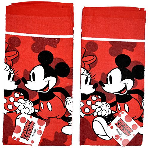 Disney Dish Towels 2 Piece Set Kitchen Cloth (Mickey Minnie Red)