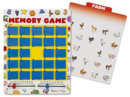 Melissa & Doug Flip to Win Travel Memory Game - Wooden Game Board, 7 Double-Sided Cards