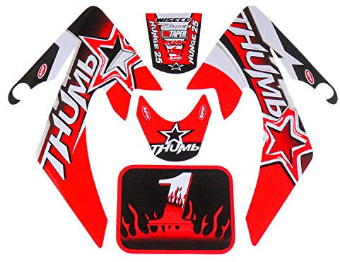 HMParts Pit Bike/Dirt Bike Top Set Adesivi Pollice Rosso