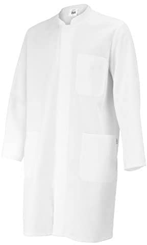 BP 1654-130-21-3XLn Unisex-Mantel, Langarm, Stehkragen, 205,00 g/m² Reine Baumwolle, weiß, 3XLn