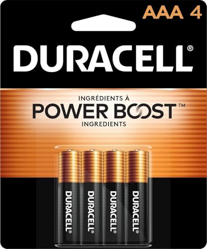 Duracell Coppertop AAA Batteries with Power Boost Ingredients, Triple A Batteries, 4 Count (1 Pack) for Household and Office Devices, Alkaline AAA Battery