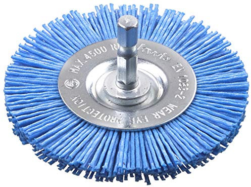 kwb Scheiben-Bürste, fein, Schleif-Nylon, Ø 75 mm für Holz, Metall und Buntmetall, Nylonbürste für Bohr-Maschine inkl. E6.3 Sechskant-Schaft, zum Schleifen, Strukturieren, Reinigen und Entrosten