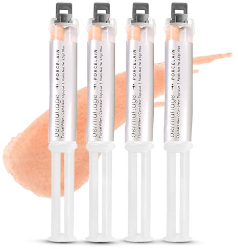 Dermaflage 4 Pack Topical Filler Applicator for scar removal - Porcelain | Silicone Scar Filler Refill for Recessed Scars, Wrinkles & Deep Pockmarks, Waterproof Skin-Like Finish, Up to 30 Applications