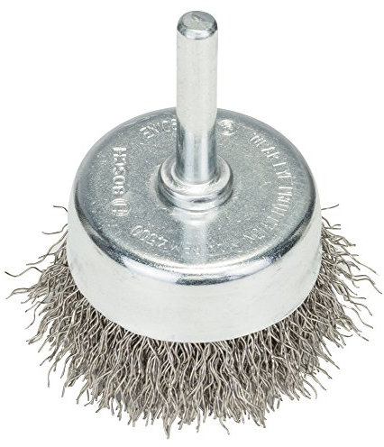Bosch 1x PRO Stainless Steel Longlife Topfbürste, gewellter Draht für 6 mm Zylinderschaft und Bohrer (für Stahl, Edelstahl, Ø 50 mm, Professional Zubehör Bohrmaschine/Schrauber)