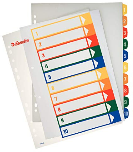 Esselte 218708 Register Polypropylen A4, 10 Positionen, aufdruckbar