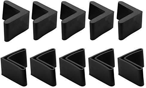 sourcing map Casquettes Pieds Jambes Meubles Patin en Caoutchouc Forme L d'angle en Fer Noir 40 mm x 40 mm 10 pcs