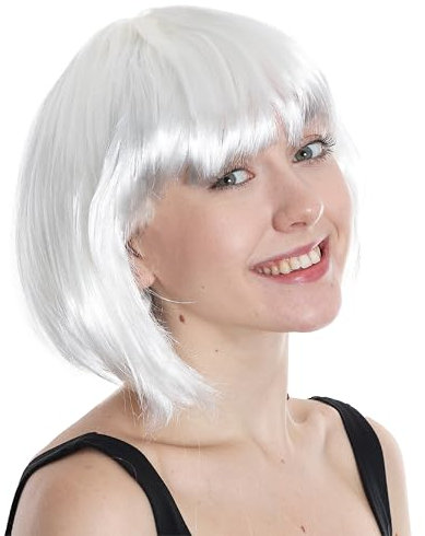 Perücke, kurz, für Damen, 20er-Jahre-Flapper, Weiß, 6 Stück