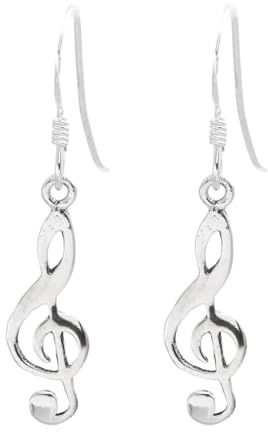 Silverly Musiknoten-Ohrringe | Musik-Tropfen-Ohrringe mit Violinschlüssel | 925 Sterling Silber Schmuck für Damen | Französischer Hakenrücken | Mädchen Damen Ohrringe