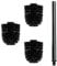 Daloual - 3 x Ersatz WC-Bürstenkopf Schwarz Ø ca. 6,5 cm + 1 x Edelstahl-Griff 41,5 cm - Toiletten-Bürste - Klo-Bürste - WC-Besen - austauschbar - modernes Design - hochwertig - langlebig