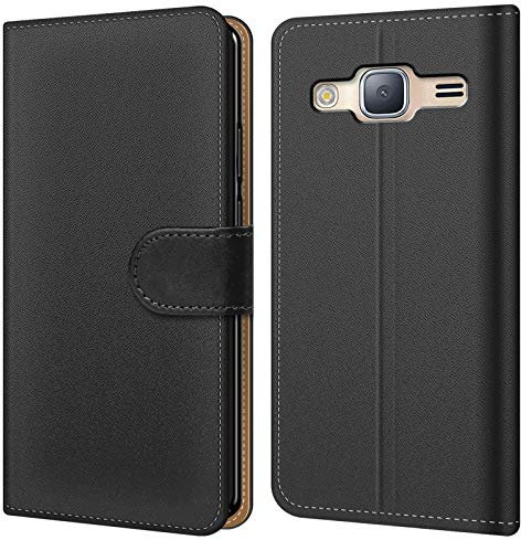 Conie Hülle für Samsung Galaxy J5 2016 Tasche Bookstyle Schwarz, PU Leder Hülle Schwarz, Handyhülle Galaxy J5 2016 Flip Case Wallet, Booklet Cover Etui, für Samsung Galaxy J5 2016 (5.2)