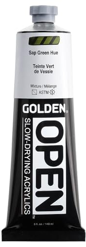 GOLDEN OPEN Slow-Drying Acrylics, Sap Green Hue, 5 fl. oz. Tube