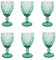 Vintage 6er-Set Farbige Weingläser und Trinkgläser mit Diamant Muster (Rombus) Longdrinkgläser, Cocktail Gläser mit Prägung, Glas, Trinkglas, Weinglas, Wasserglas, Glaskelche (Türkis Weinglas)