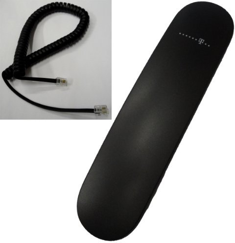 Handapparat Hörer in schwarz inkl. Telefonhörer-Spiralkabel für T-Com P214, P412, P414, P622, PA413, PA415, PA622, PA624i, PA206, PA300i, PA301i, PA302i
