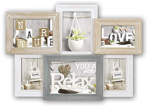 ZEP TY1449 Collezione Vincennes Multipla a 5 Vani, in Legno, Colore: Beige/Bianco/Blu, beige/blanc/bleu