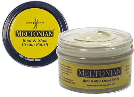 Meltonian Pulidor de zapatos crema, esmalte de botas, esmalte de zapatos de cuero a base de aceite con cera de abejas, restaura y protege, más de 60 colores, Hueso claro, 1.7 oz