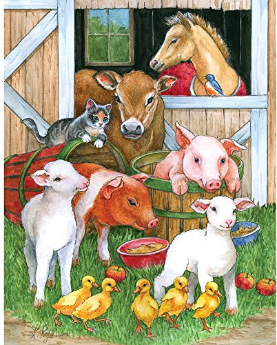 Bits and Pieces - 200 Piece Jigsaw Puzzle for Adults - Barnyard Buddies - 200 pc Farm Animals Jigsaw by Artist Lorraine Ryan