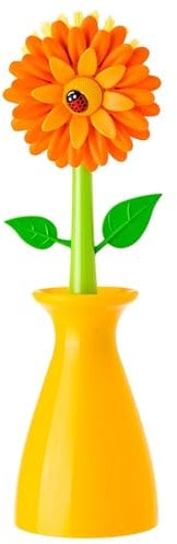 VIGAR 7200 Flower Power Brosse Vaisselle en Vase Plastique Orange 5 x 5 x 15 cm