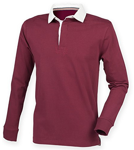 Front Row Mens Premium Long Sleeve Rugby Shirt/Top (XL) (Burgundy)