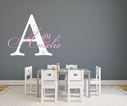S - Wandtattoo Türaufkleber mit Namen, selbstklebende Buchstaben, Klebebuchstaben wetterfest, Initialien 73035-29cm-A-weiss-rosa fürs Kinderzimmer und Schlafzimmer für Mädchen und Jungen, fürs Jungenzimmer, Mädchenzimmer Namensaufkleber Wandaufkleber Wandtatoos Sticker Aufkleber für die Wand, Tapetensticker, Tattoo aus Markenfolie mit Wunschname, in 32 Farben wählbar