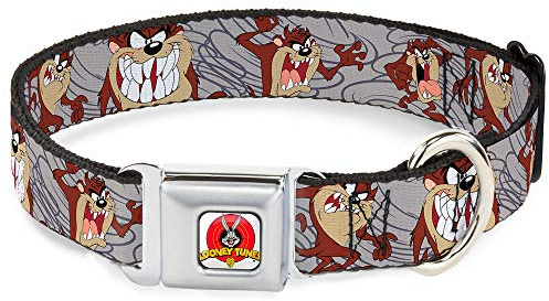 Buckle-Down DC-WLTTZ002-L 15-26 LTA-Looney Tunes Logo White Dog Collar, Large