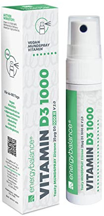 EnergyBalance Vitamin D3 1000 - Mundspray mit Zitronengeschmack - 25 µg pro Sprühstoß - Hohe Bioverfügbarkeit - ohne Alkohol, Vegan, Glutenfrei - Qualität aus der Schweiz - 185 Portionen
