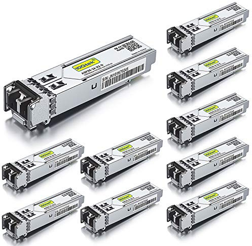 [10 Stück] 10Gtek 1Gb SFP SX Multimode Modul 550-Meter, 1000Base-SX LC Gbic Transceiver, Kompatibel für Cisco GLC-SX-MMD, Meraki, Ubiquiti UniFi UF-MM-1G, Netgear AGM731F, Mikrotik, Open Switch