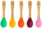bamboo bamboo ® Lot de 5 Cuillères de Diversification pour Bébé | Bambou avec Embouts en Silicone Souple | Manches Ergonomiques à Prise Facile | Sans BPA (Lot de 5, Sans Bleu)