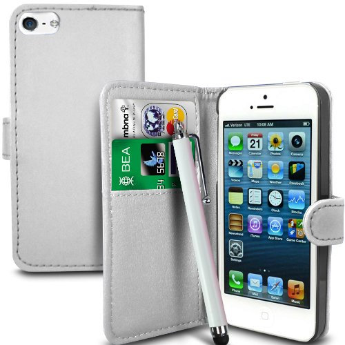 Apple iPhone 5 bianco PU pelle case – Schermo LCD – bianco Stylus pen – GB online sales – free UK Delivery