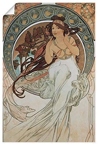 ARTLAND Wanddeko Poster & Kunstdrucke Wandposter Frau Kleid Ornamente Vier Künste Die Musik 1898 Jugendstil Alfons Mucha T7HV
