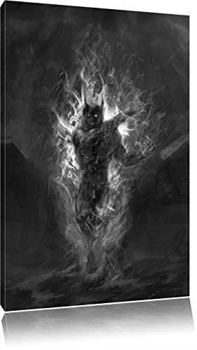 Pixxprint Verdunkelter Dämon des Feuers, Größe: 60x40cm, Leinwandbild, fertig gespannt, Wandbild, Dekoration, Kunstdruck, kein Poster