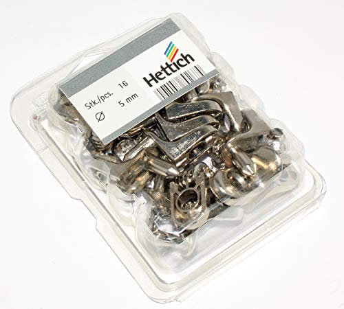 16 Stück Hettich Bodenträger Sekura 7 zum anschrauben, Ø 5 mm, Druckguss vernickelt, 9157175