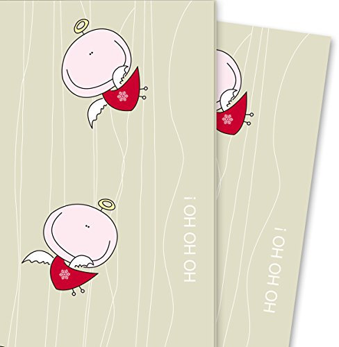 Lustiges Weihnachts Geschenkpapier beige mit kleinen Engeln (4 Bögen, 32 x 48 cm) Dekorpapier, Papier zum Einpacken, für tolle Geschenk Verpackung und Überraschungen