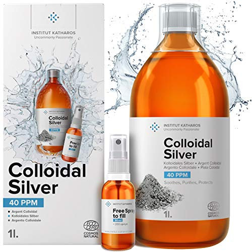 Premium Colloidal Silver 40ppm 1000mL ● Optimal Concentration Formula, Smaller Particles, Better Results ● Laboratory Certified ● Liquid Silver Made in EU ● Free Spray Bottle to Fill & Ebook Included