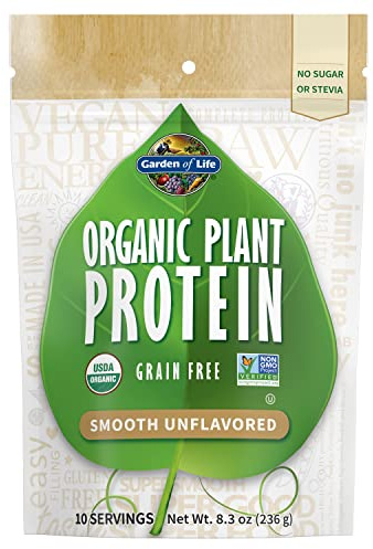 Garden of Life Organic Plant Protein Unflavored Protein Powder, 10 Servings