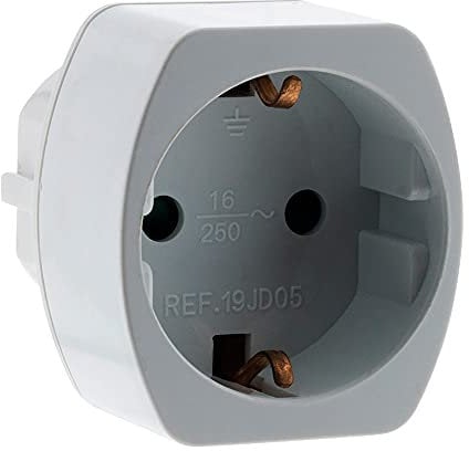 Zenitech - Adaptador Eléctrico Macho Francia a Hembra Schuko - Compatibilidad Universal - Resistente a Golpes y al Desgaste - Normas Europeas - Blanco - 5cm