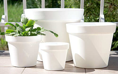 Wamat Blumenkübel Blumentopf Pflanzkübel Pflanztopf 4 Größen / 8 Farben S - XXLNeu!! (Durchmesser:26 cm, weiß)