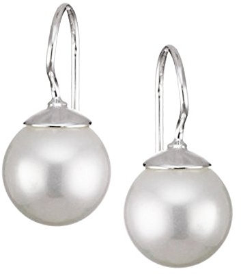 Vinani Damen Ohrringe 925 Silber - Ohrhänger Perle klein natur weiß Muschelkern aus 925 Sterling Silber Ohrring Set für Frauen OPS