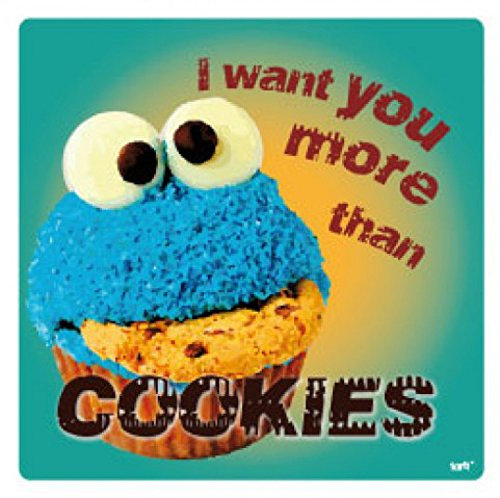 1art1 Liebe I Want You More Than Cookies Poster-Sticker Tattoo Aufkleber 9x9 cm