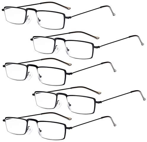 Eyekepper 5-Pack rostfrei Staal Rahmen Halb-Augen Art Lesebrille Leser Schwarz+0.75