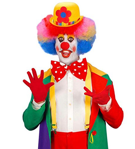 Amakando Clown Handschuhe rot Clownhandschuhe kurz mit Biesen Zauberer Fingerhandschuhe Magier Stoffhandschuhe Pantomime Handschuh Paar Herrenhandschuhe Damenhandschuhe