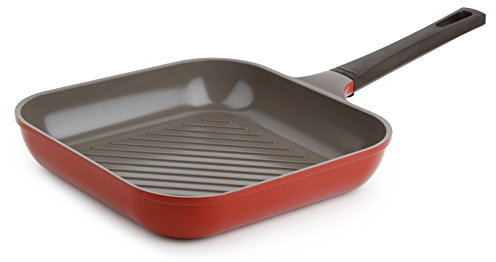 Neoflam Quadratische Grillpfanne aus Keramik, antihaftbeschichtet, 28 cm, Chili Pepper Red