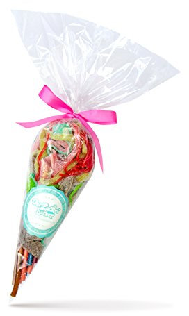 Bandarbeit - tolle Süßigkeiten-Tüte mit Bändern, Schnüren und Fäden aus süßem Fruchtgummi