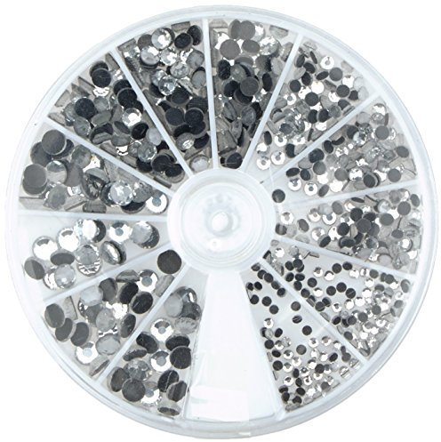 Rayher Hobby Rayher 15130801 Hotfix Strasssteine aus Glas, 2 - 5 mm ø gemischt, Farbe bergkristall, Box 580 St., Glas-Strasssteine, Schmucksteine zum Aufbügeln