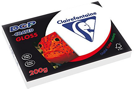 Clairefontaine 6862C Druckerpapier DCP Premium Kopierpapier für farbintensiven Bilderdruck, DIN A3, 29,7 x 42cm, 200g, 1 Ries mit 250 Blatt, glänzend Weiß gestrichen