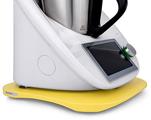 INWOOD thermoBase Premium Tabla de Madera/Thermomix TM5 TM6 / Tabla Deslizante / 2 Deslizadores de teflón en Lugar de Ruedas / 2 topes de Goma para Mayor Estabilidad/diseño Innovador(Sunflower)