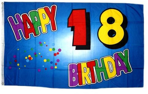 Fahne/Flagge 18. Geburtstag Happy Birthday NEU 90 x 150 cm